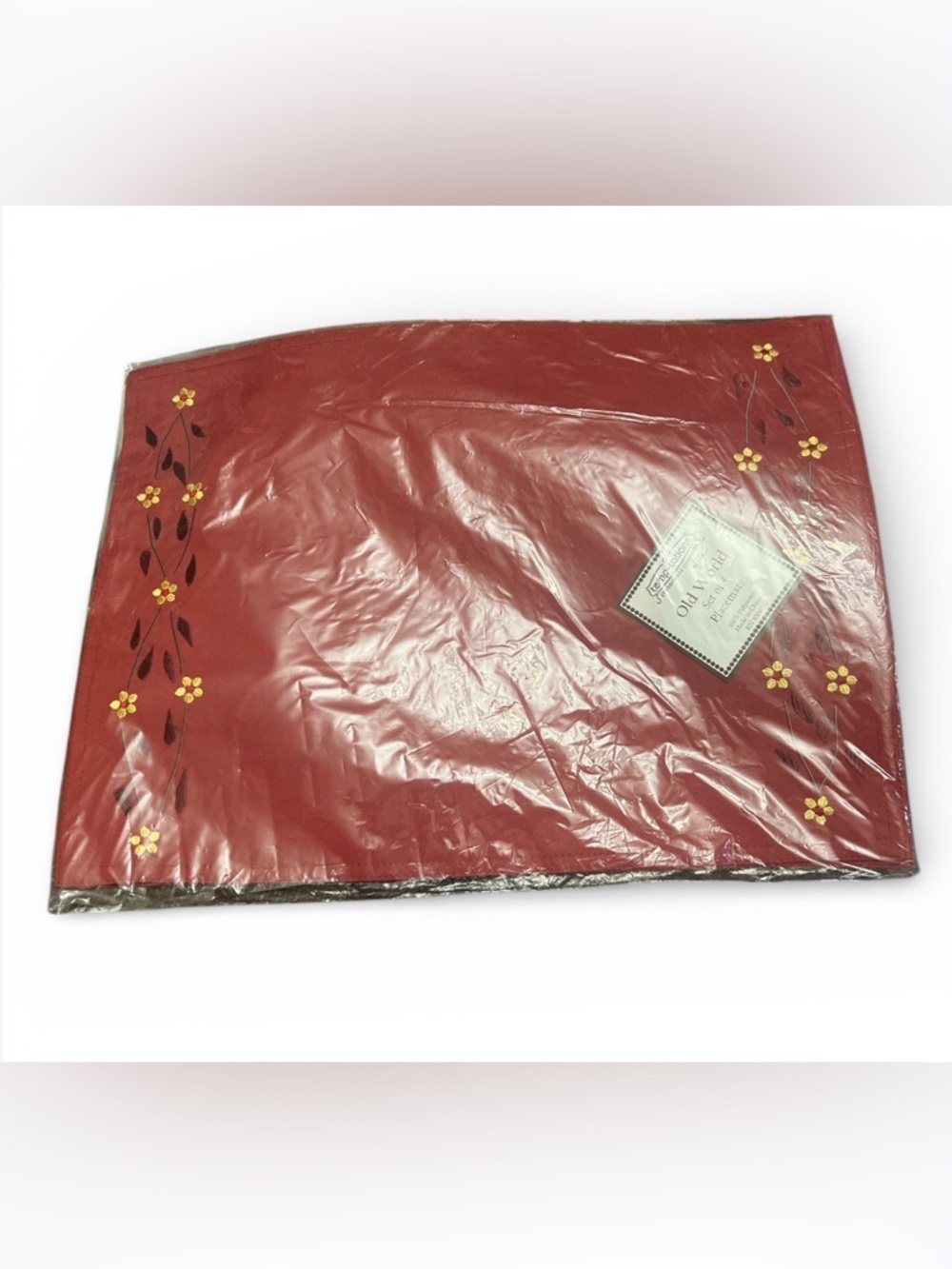 Old World Temp-Tations By Tara Embroidered Floral Placemats Set 8 Cranberry